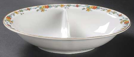 Nasturtium 10" Oval Divided Vegetable Bowl