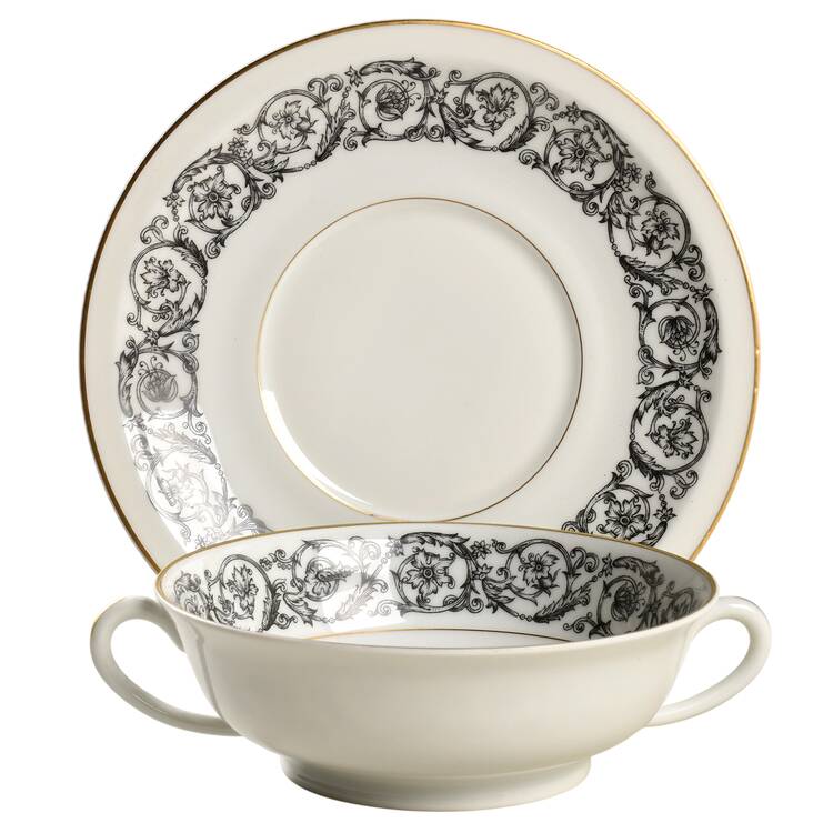 Navarre Footed Cream Soup Bowl & Saucer Set