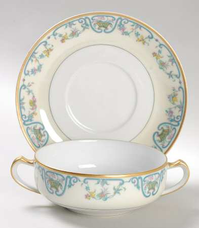 Noinville Flat Cream Soup Bowl & Saucer Set