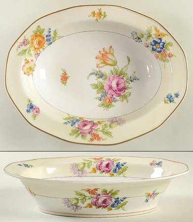Nosegay (12 Sided) 9" Oval Vegetable Bowl