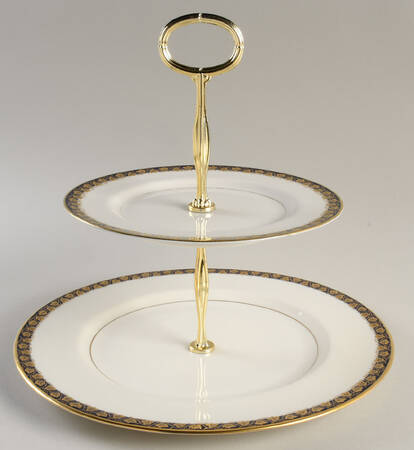 Oakmont Cobalt Blue 6 5/8"-10"  2 Tiered Serving Tray (Dp, Sp) HC