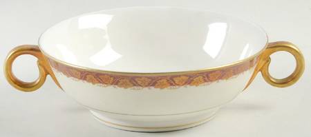 Oakmont Maroon Footed Cream Soup Bowl