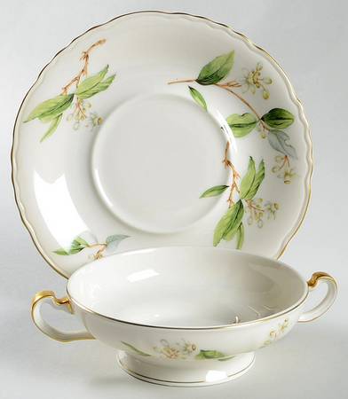 Orange Blossom Footed Cream Soup Bowl & Saucer Set