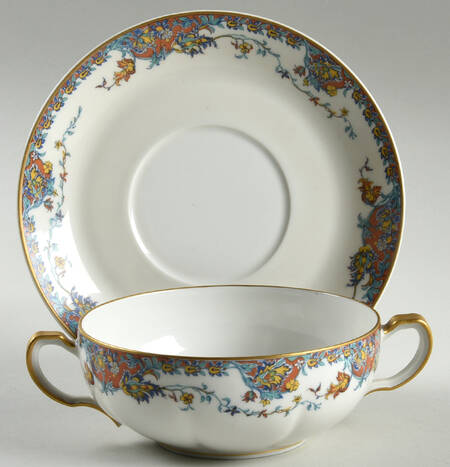 Paisley  Flat Cream Soup Bowl & Saucer Set