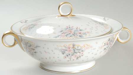 Paisley (Pink & Grey) Round Covered Vegetable