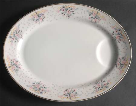 Paisley (Pink & Grey) 15" Oval Serving Platter