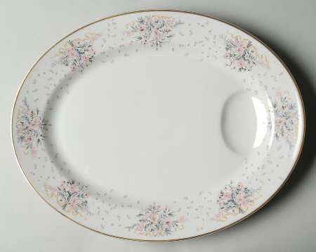Paisley (Pink & Grey) 13" Oval Serving Platter
