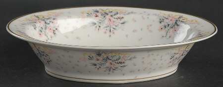 Paisley (Pink & Grey) 9" Oval Vegetable Bowl