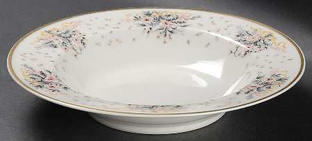 Paisley (Pink & Grey) Rim Soup Bowl