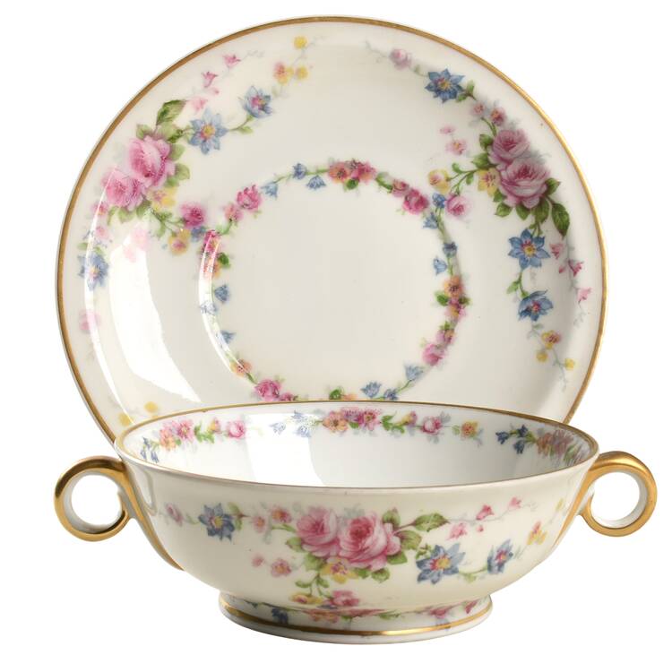 Parisiana Footed Cream Soup Bowl & Saucer Set