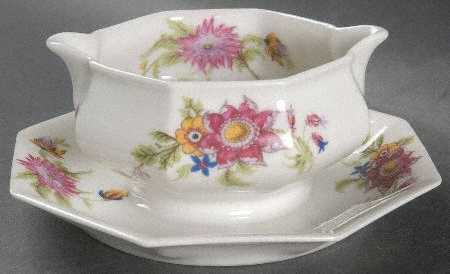 Persian Garden Gravy Boat with Attached Underplate