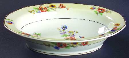 Peonies 9" Oval Vegetable Bowl