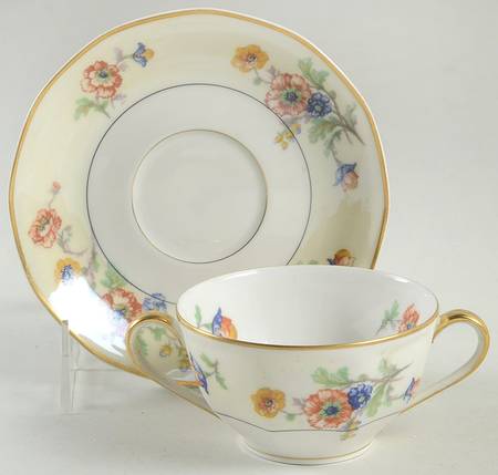 Peonies Flat Bouillon Cup & Saucer