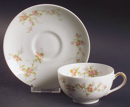 Pink Spray Flat Cup & Saucer Set by Haviland