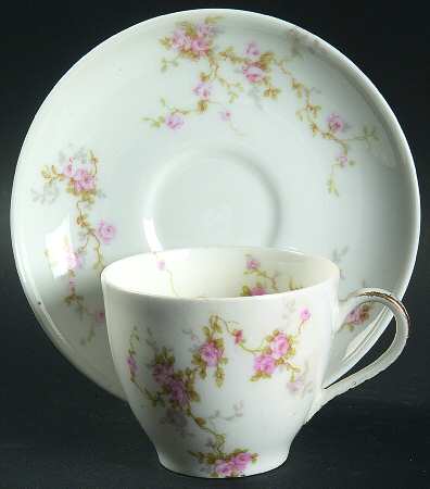 Pink Spray Flat Demitasse Cup & Saucer Set