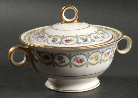 Pompadour Blue and Green (Gold Trim) Sugar Bowl & Lid