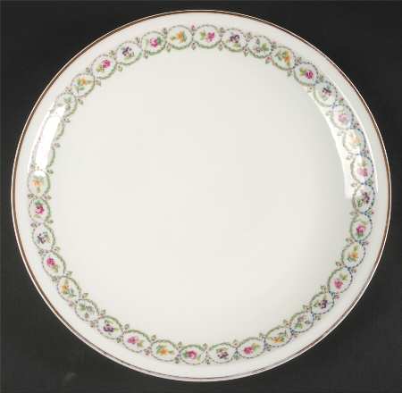 Pompadour Blue and Green (Gold Trim) 12" Chop Plate (Round Platter)