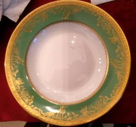 Pompadour Green Rim Soup Bowl