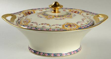 Pompadour (Yellow Scrolls) Round Covered Vegetable