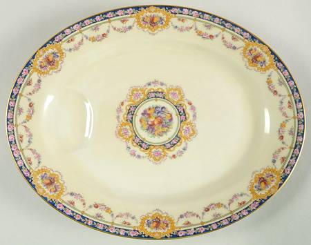 Pompadour (Yellow Scrolls) 14" Oval Serving Platter