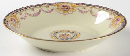 Pompadour (Yellow Scrolls) Rim Soup Bowl