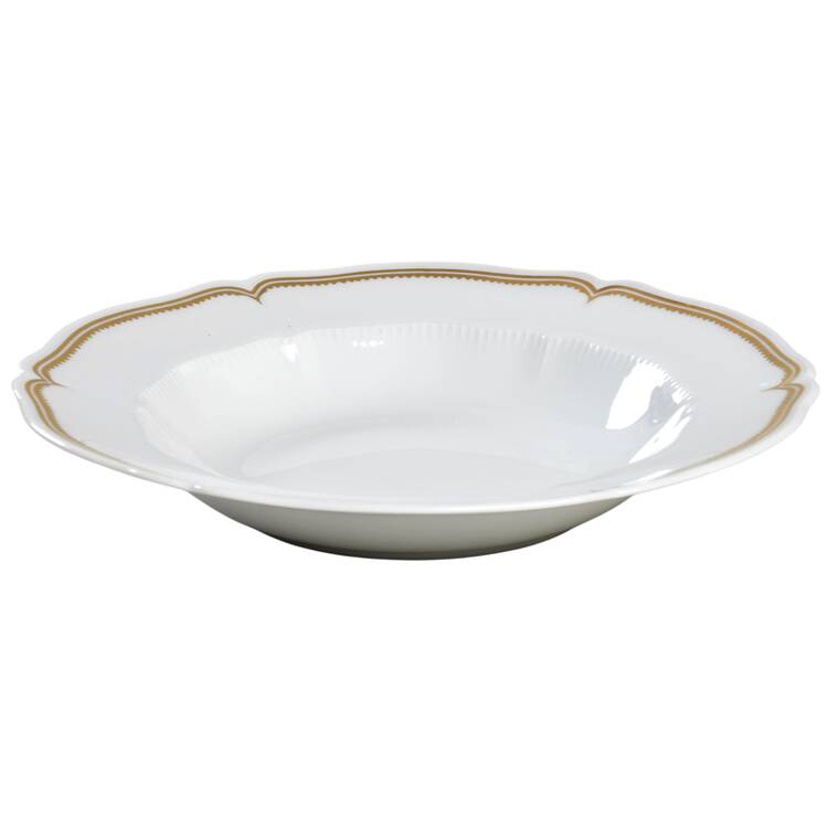 Pompadour White Gold Design (No Trim) Rim Soup Bowl