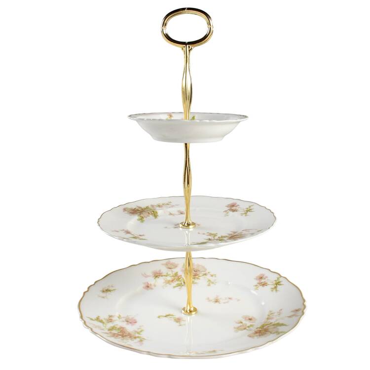 Poppy 11 1/4"  2 Tier Footed Serving Tray (DP,SP,FR) HC