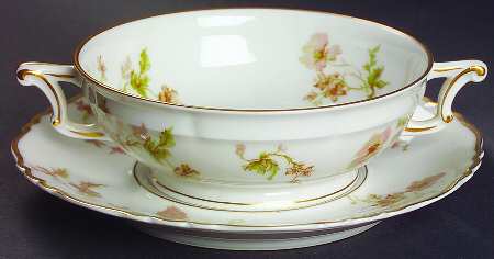 Poppy Footed Cream Soup Bowl & Saucer Set