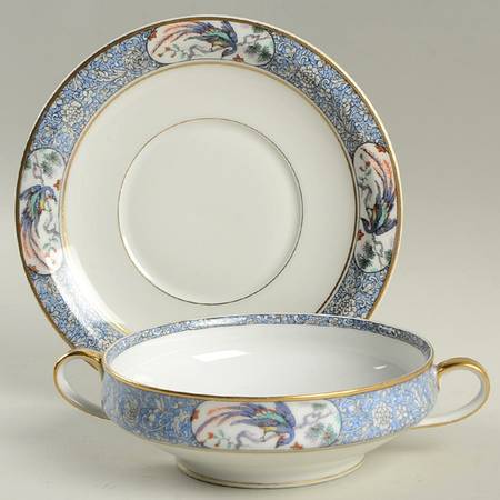 Rajah Footed Cream Soup Bowl & Saucer Set