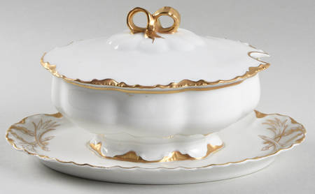 Ranson (Gold Trim) Gravy Boat w/Attached Underplate & Lid