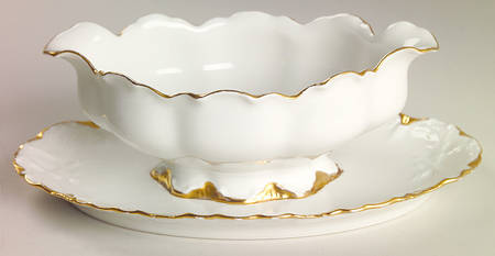 Ranson (Gold Trim) Gravy Boat with Attached Underplate