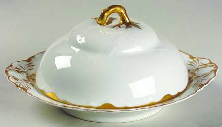 Ranson (Gold Trim) Round Covered Butter