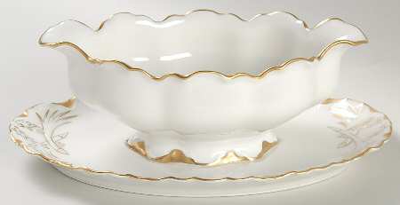 Ranson (Gold Trim) Gravy Boat with Attached Underplate