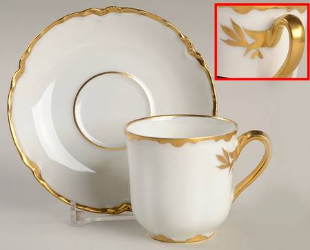 Ranson (Gold Trim) Flat Demitasse Cup & Saucer Set