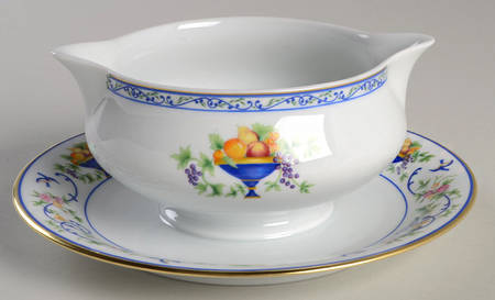 Renaissance (Urns of Fruit) Gravy Boat with Attached Underplate