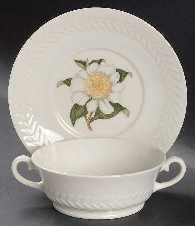 Regents Park Camellia Footed Cream Soup Bowl & Saucer Set