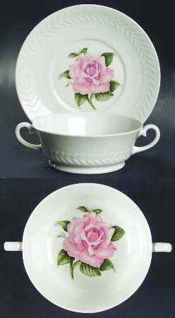 Regents Park Rose Footed Cream Soup Bowl & Saucer Set