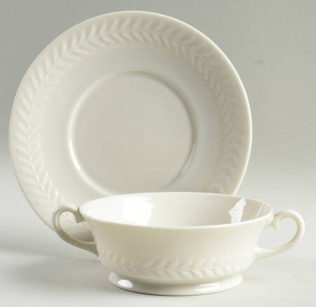 Regents Park White Footed Cream Soup Bowl & Saucer Set