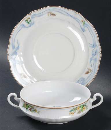 Ribbon Flat Cream Soup Bowl & Saucer Set