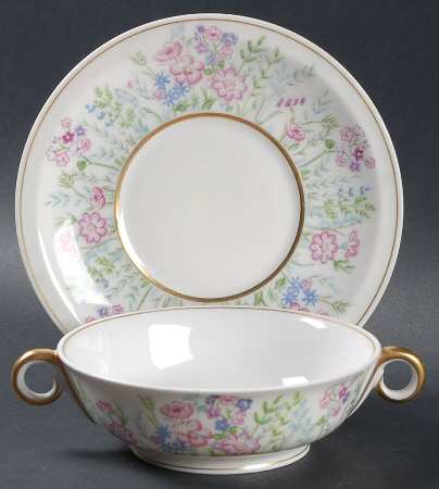 Rock Garden Footed Cream Soup Bowl & Saucer Set