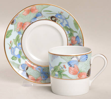 Romantique (White Backgd) Flat Demitasse Cup & Saucer Set