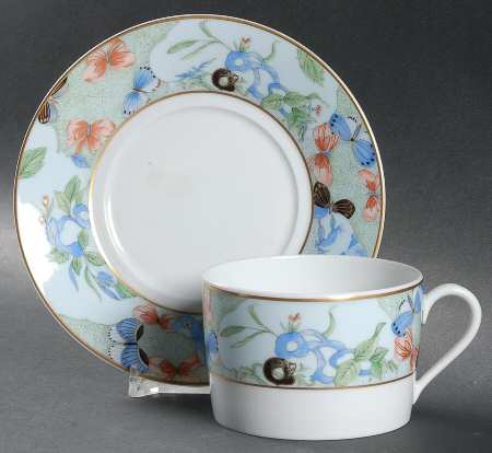 Romantique (White Backgd) Flat Cup & Saucer Set