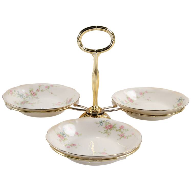 Rosanne 7" x 12" 3-Part Relish & Metal Stand (FR) HC