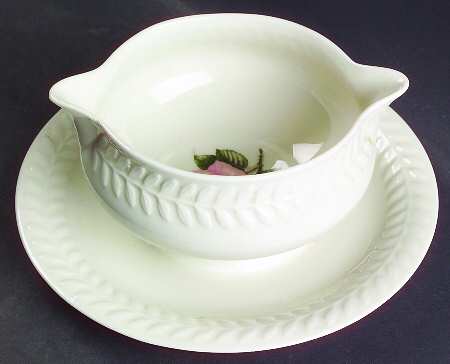 Rose Gravy Boat with Attached Underplate by Haviland