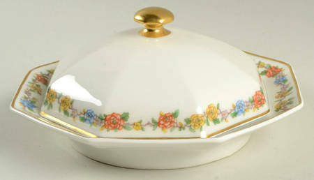 Rosemary (Multicolor Flowers) Round Covered Butter with Strainer