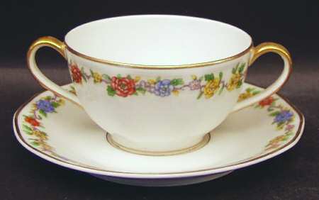 Rosemary (Multicolor Flowers) Flat Bouillon Cup & Saucer