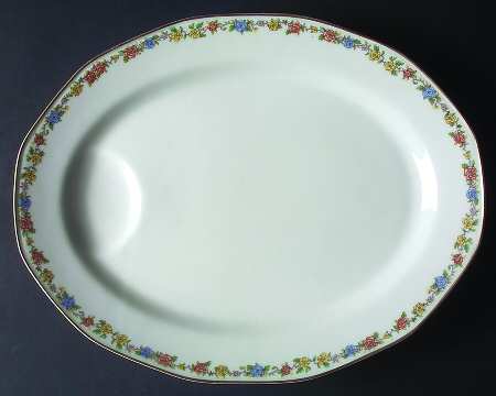 Rosemary (Multicolor Flowers) 15" Oval Serving Platter