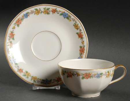 Rosemary (Multicolor Flowers) Flat Cup & Saucer Set