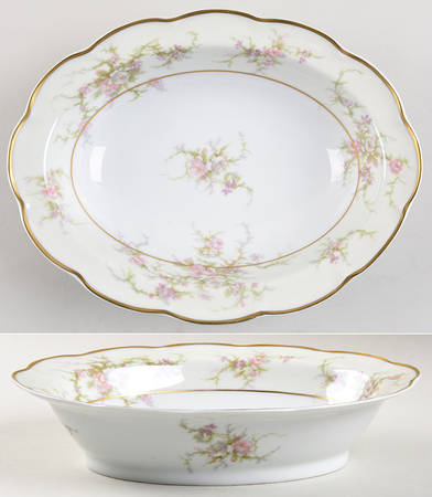 Rosalinde (France, Gold Trim) Commemorate 9" Oval Vegetable Bowl