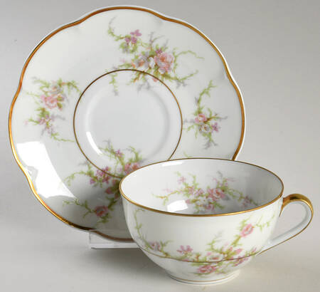 Rosalinde (France, Gold Trim) Flat Cup & Saucer Set